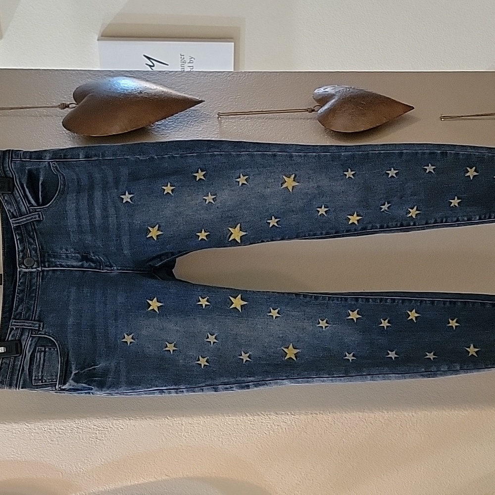 For the Republic Denim Skinny Jeans w/Embroidered Yellow Stars size 8/28